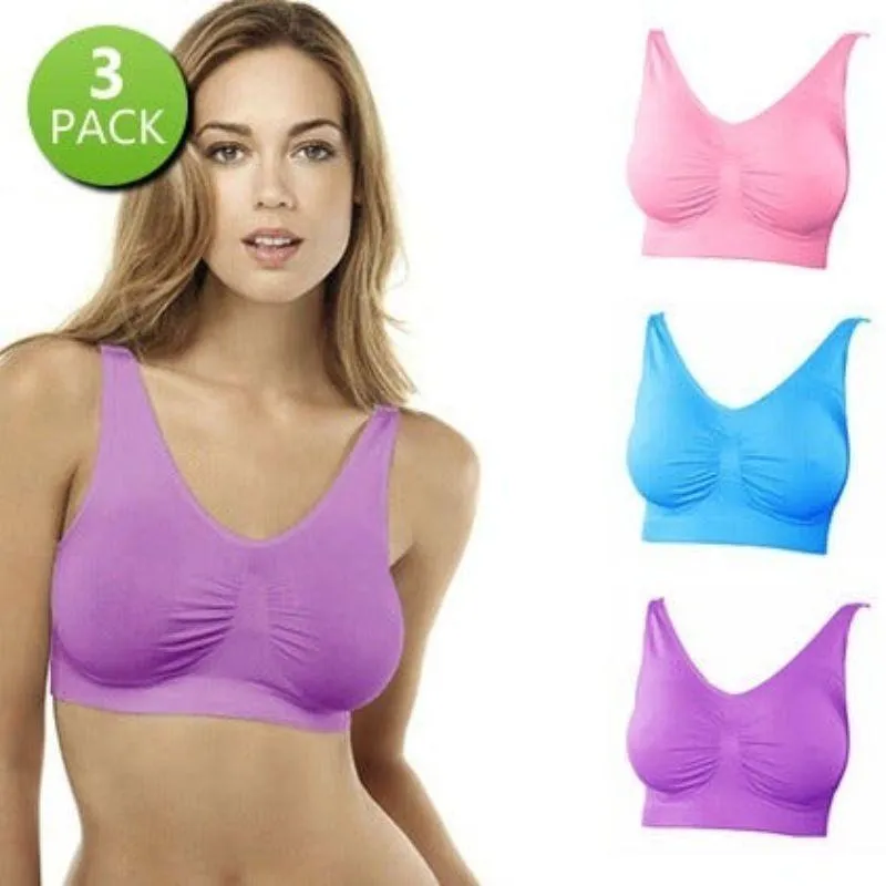 3-Pack: Seamless Comfy Bras - Assorted Color Sets