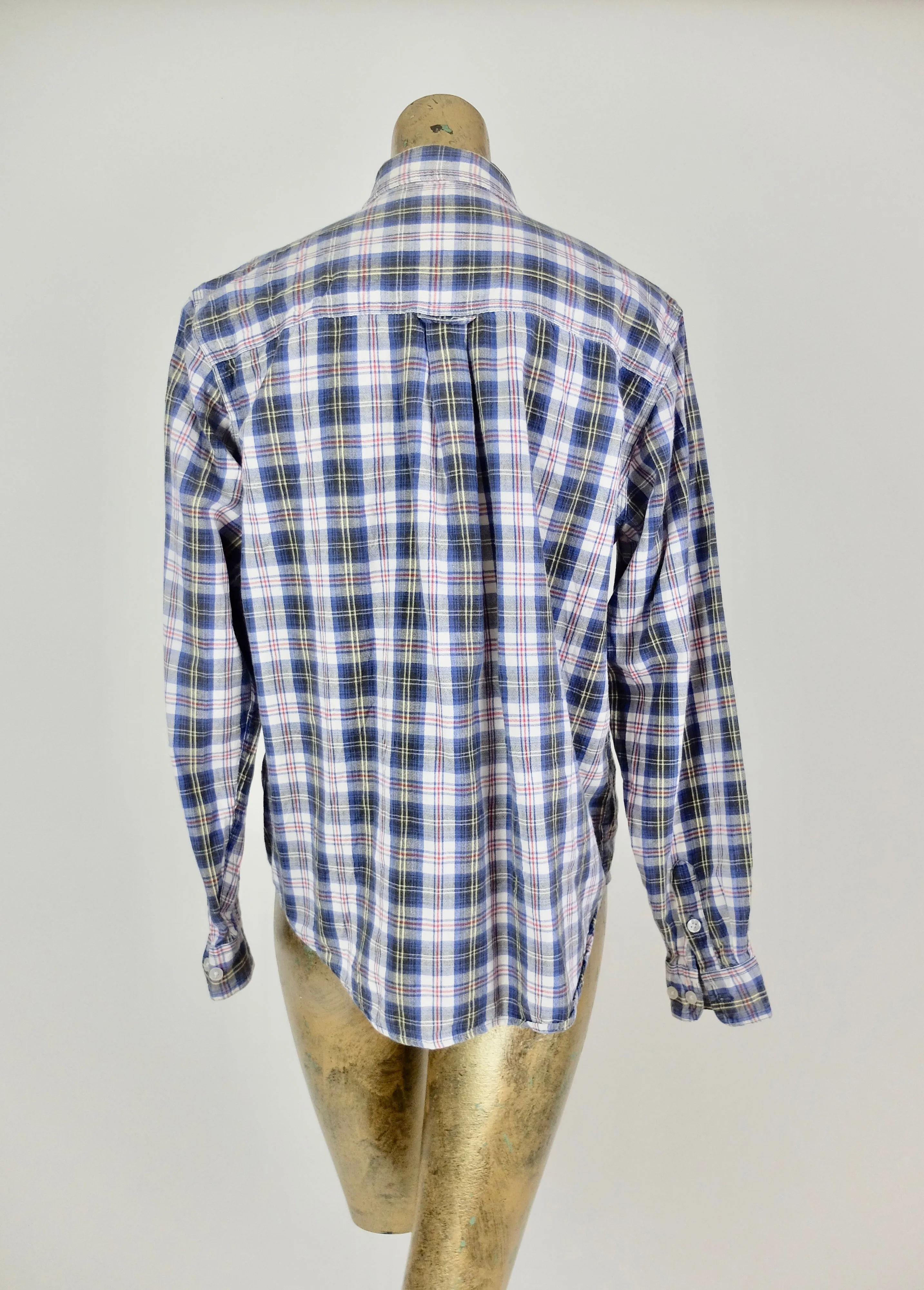 90s Check Print Long Sleeve Collared Button Up Shirt