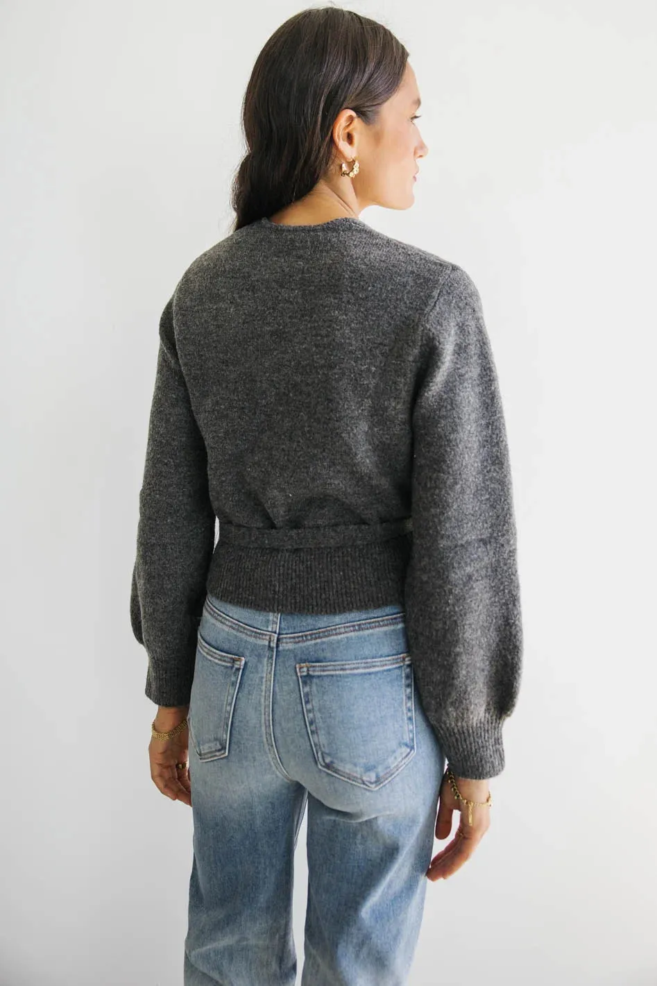 Addie Wrap Cardigan in Charcoal