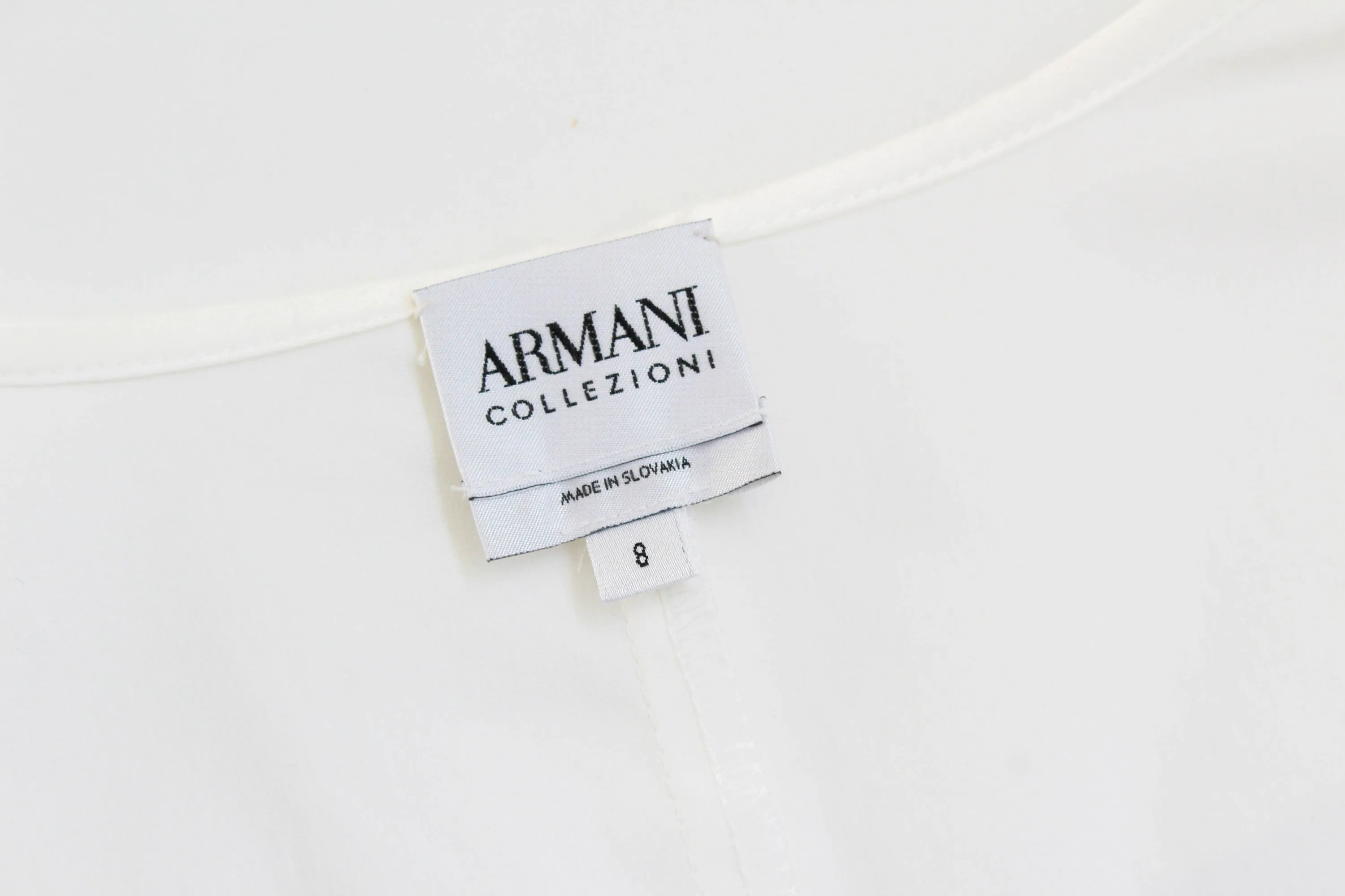 Armani Shawl Collar White Cotton Blouse, Small