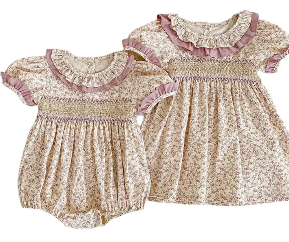 Baby & Toddler Girls Twinning - Mauve Vintage Floral Rompers & Dresses