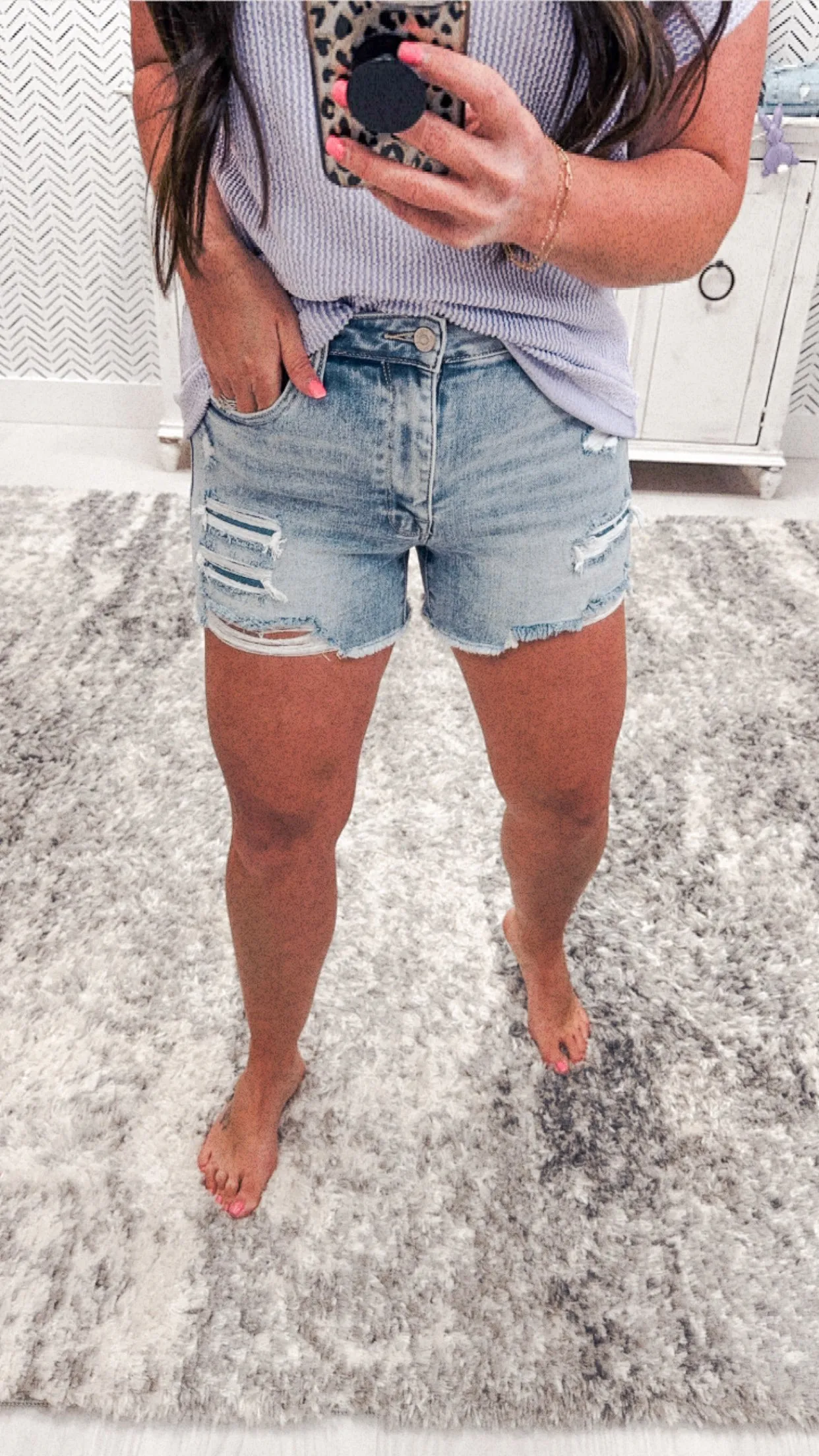 Bailey Patched Distressed Shorts