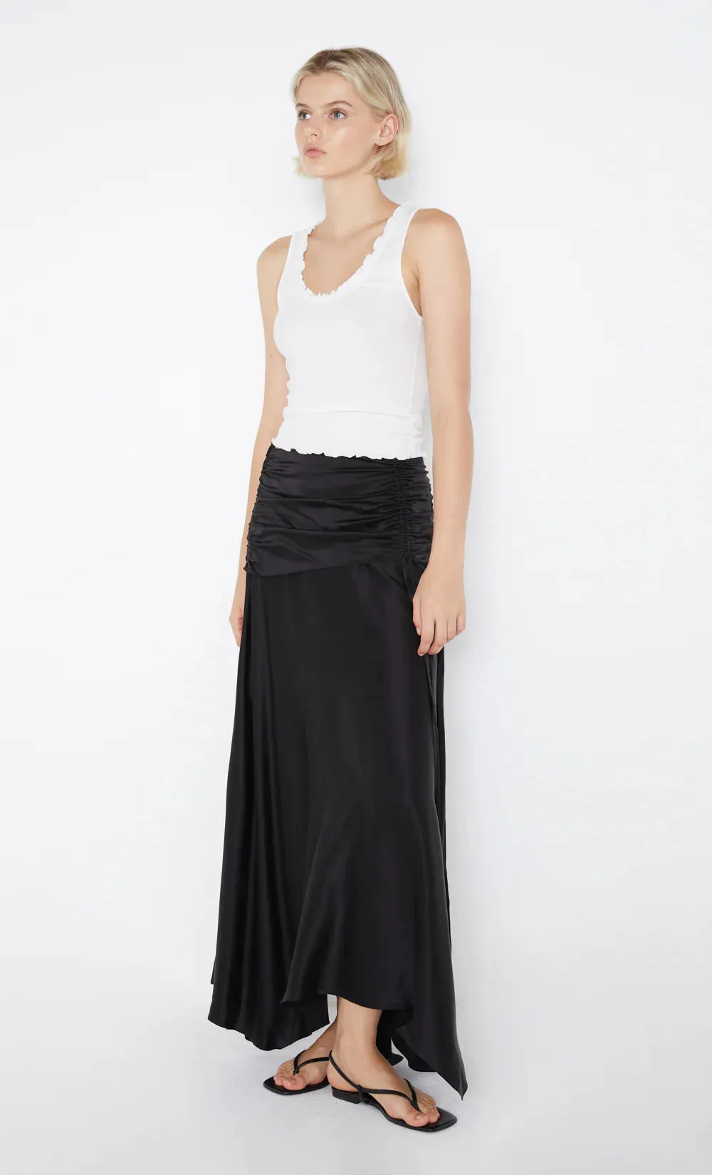 Bec and Bridge Chantilly Silk Ruched Skirt - Black