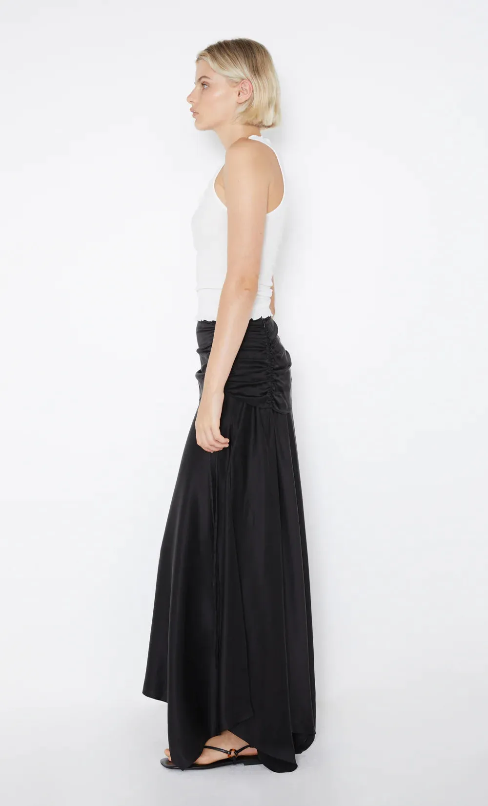 Bec and Bridge Chantilly Silk Ruched Skirt - Black