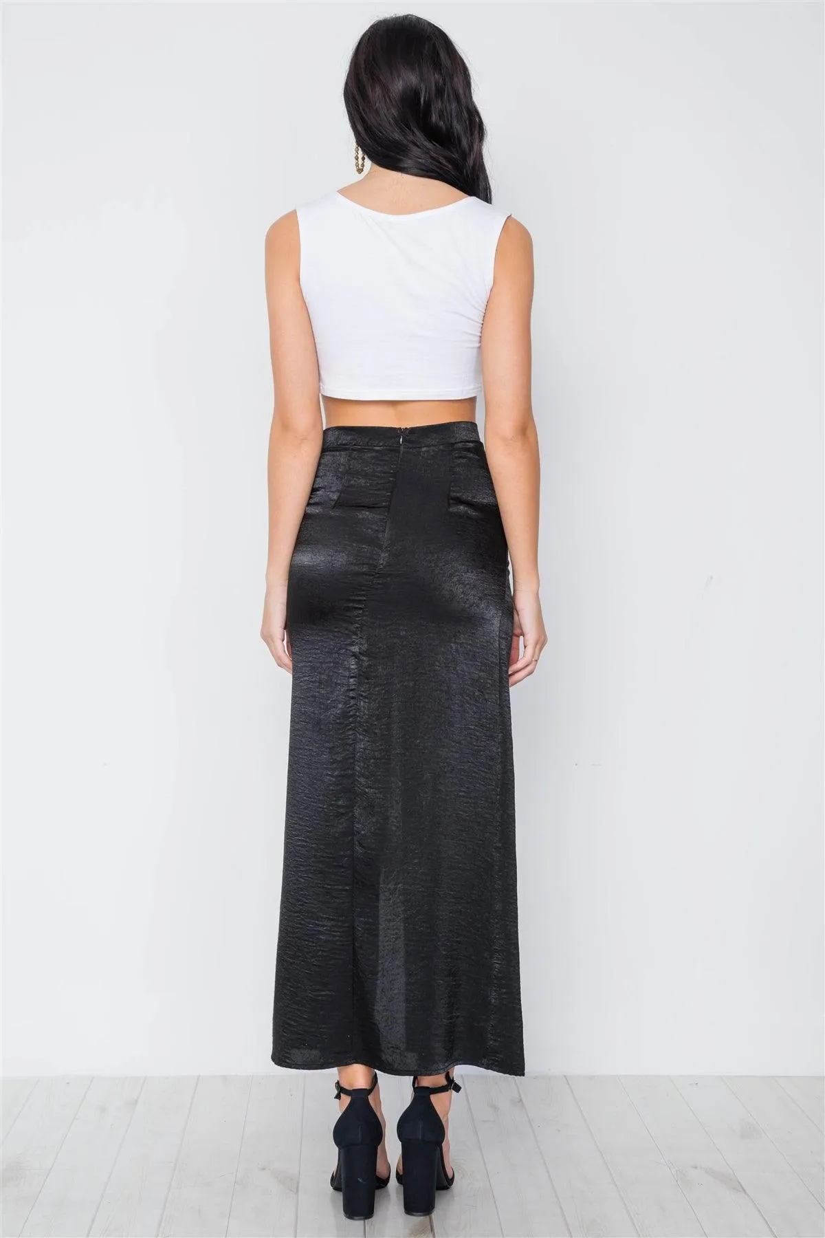 Black Bodycon Front Slit Maxi Skirt /4-2-1