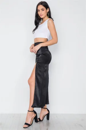 Black Bodycon Front Slit Maxi Skirt /4-2-1