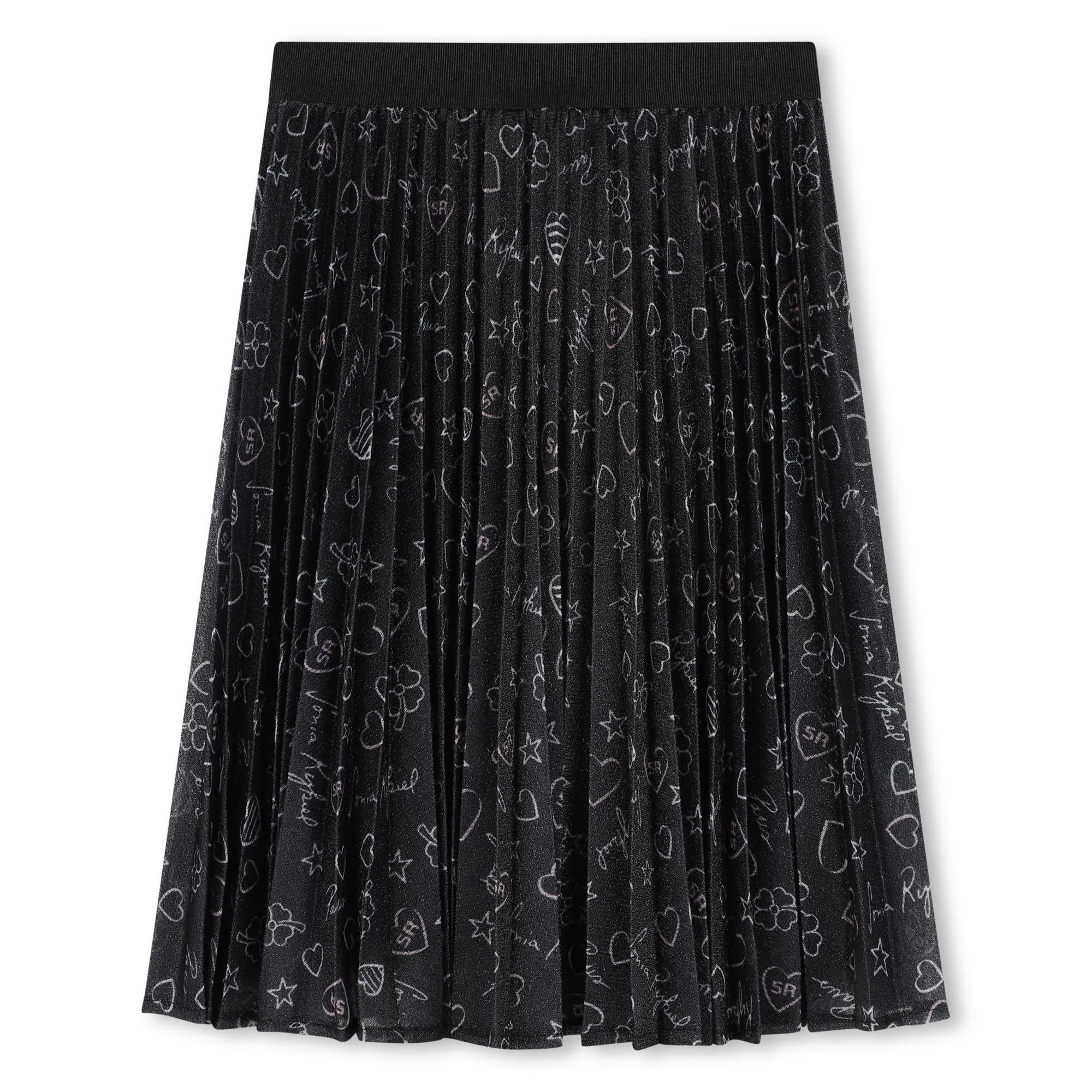 Black Glitter Pleated Skirt