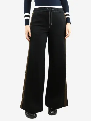 Black tailoring snap detail track pants - size UK 8