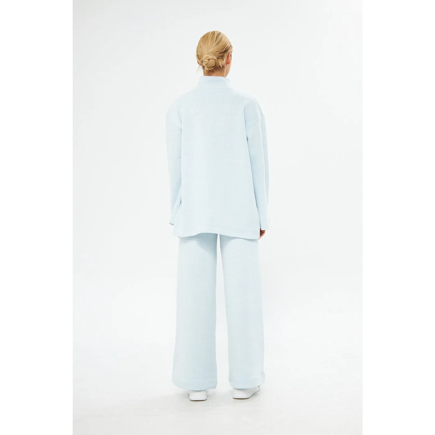 Blue Melange Wide Leg Trouser