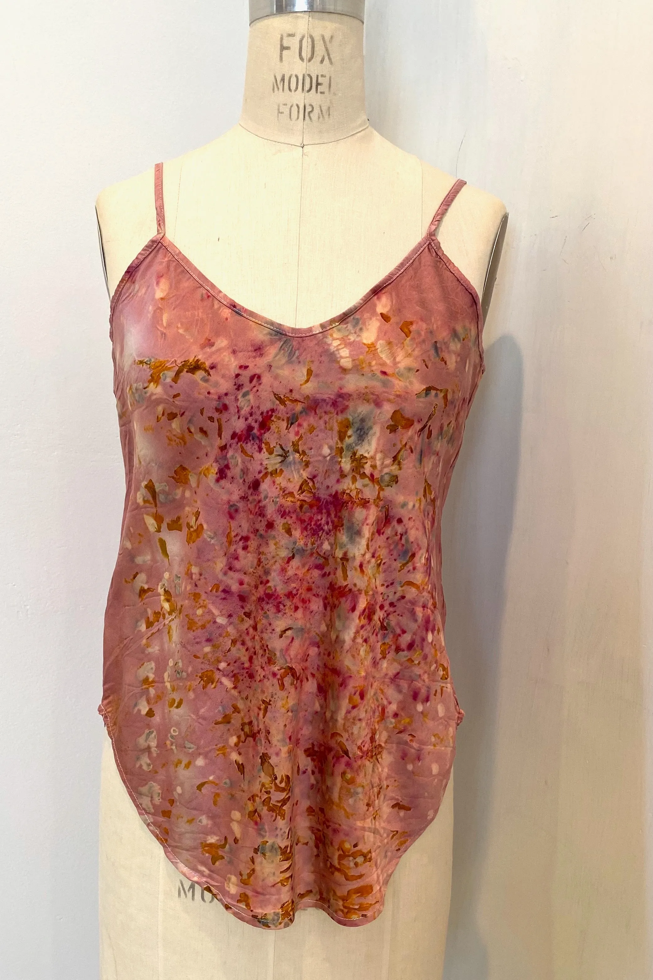 Botanically Dyed Silk Camisole in Pink Speckle