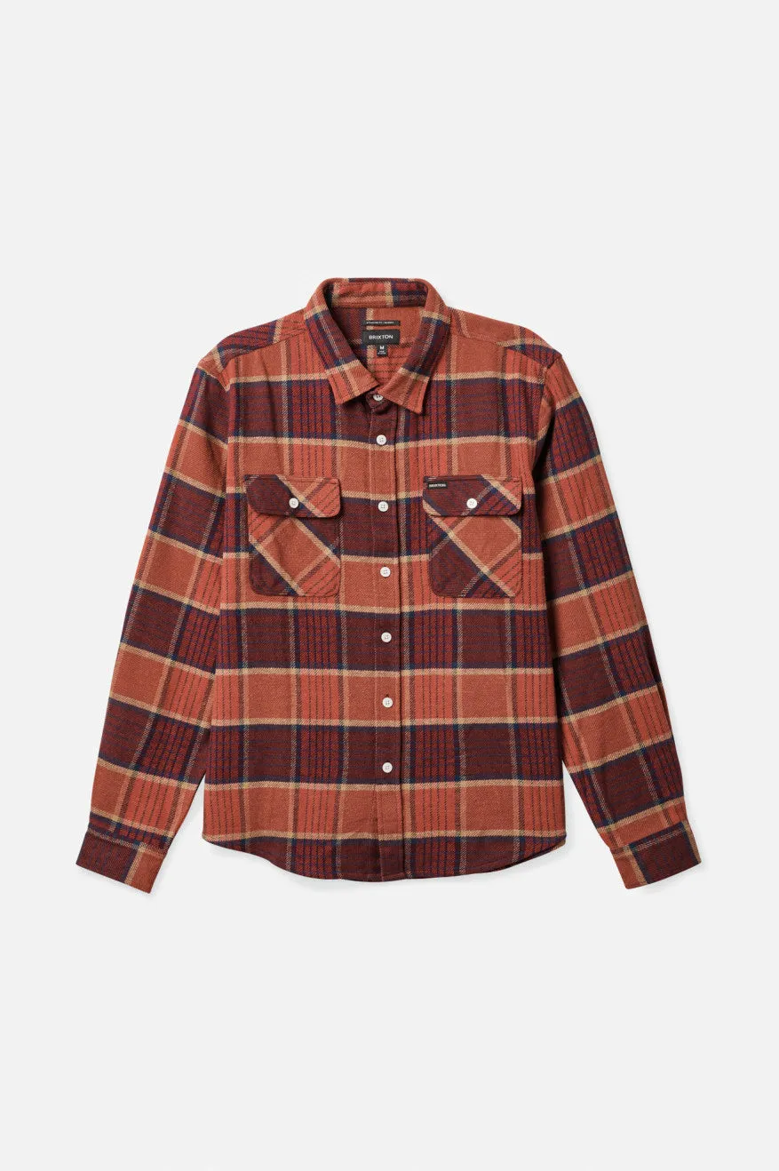 Bowery L/S Flannel - Mahogany/Burnt Henna/Mars Red