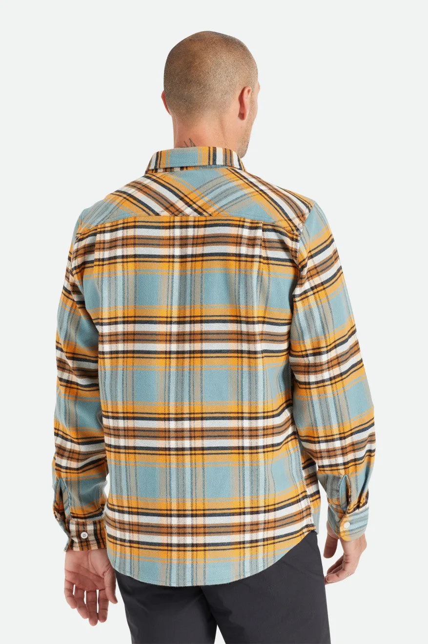 Bowery Stretch L/S Utility Flannel - Burnt Orange/Deep Lake/Off White