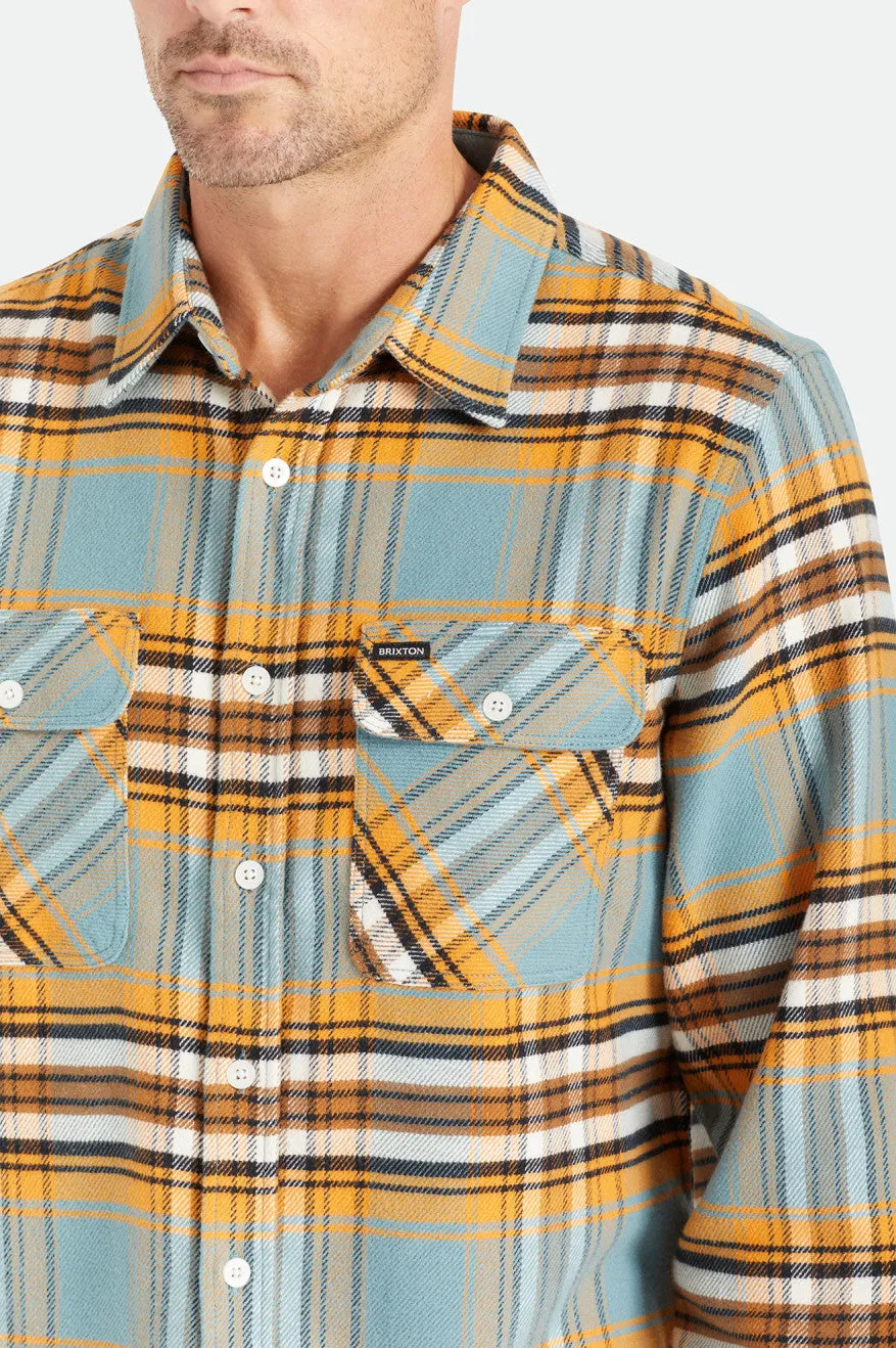 Bowery Stretch L/S Utility Flannel - Burnt Orange/Deep Lake/Off White