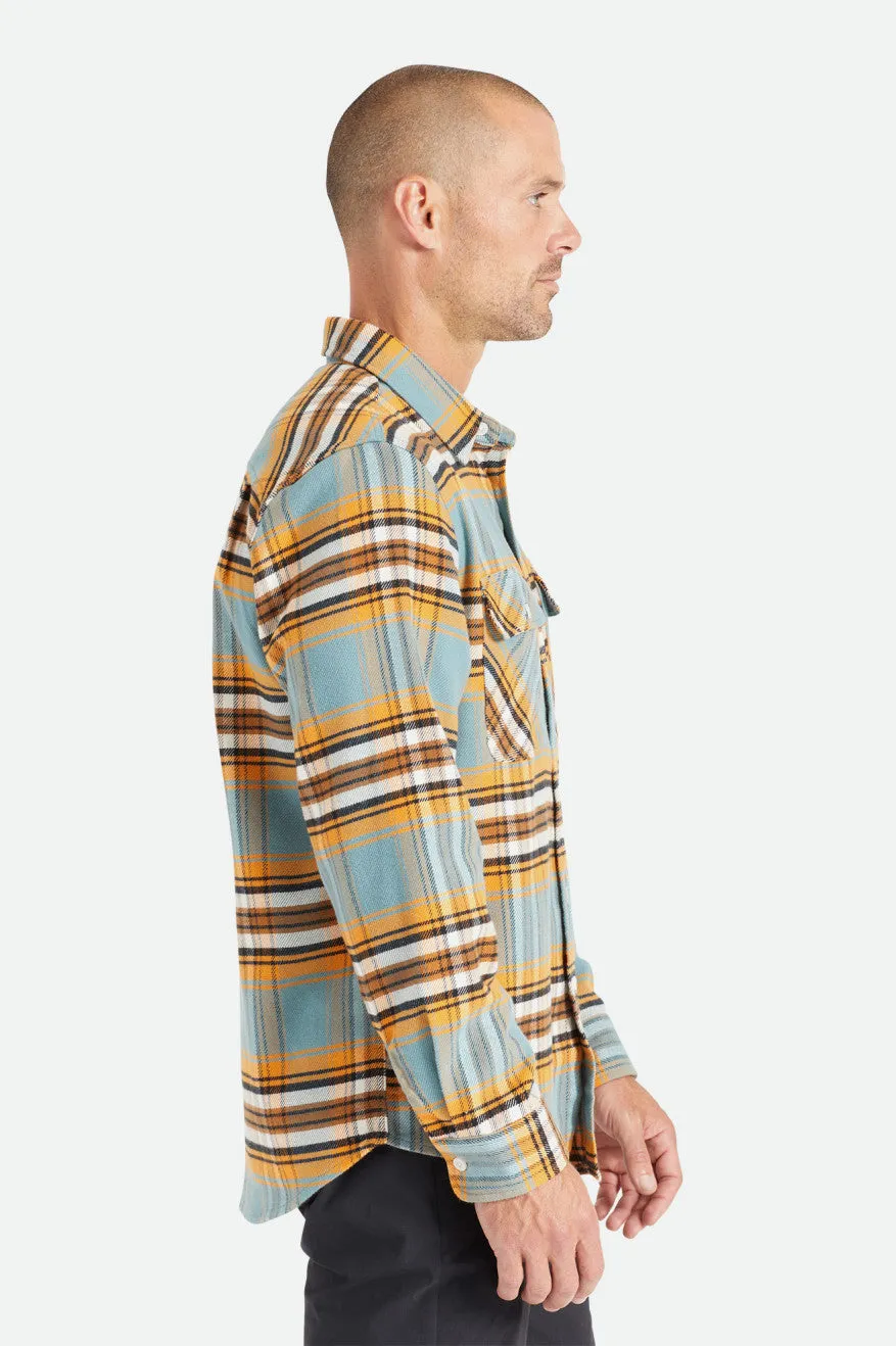 Bowery Stretch L/S Utility Flannel - Burnt Orange/Deep Lake/Off White