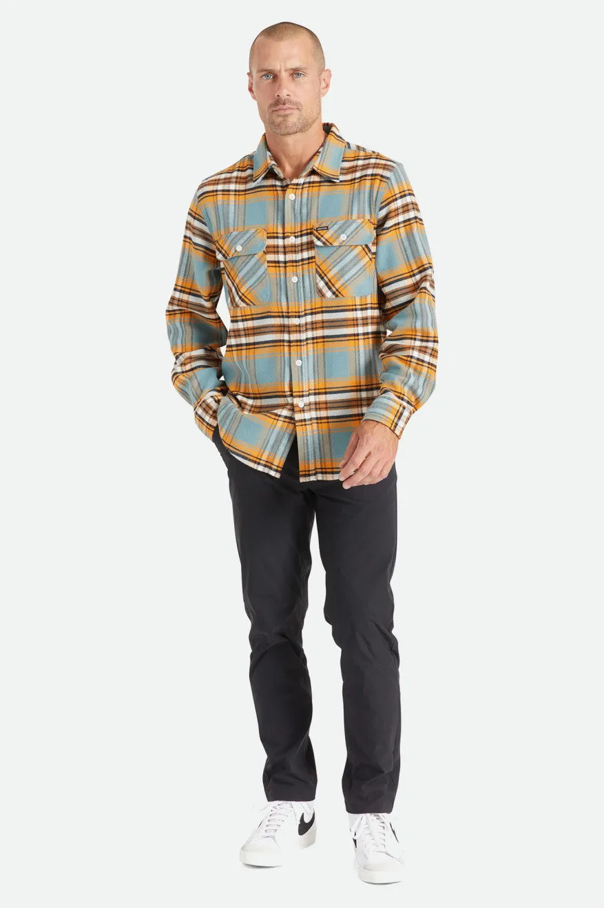 Bowery Stretch L/S Utility Flannel - Burnt Orange/Deep Lake/Off White