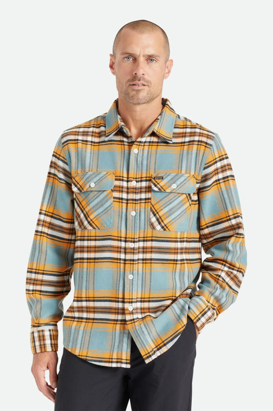 Bowery Stretch L/S Utility Flannel - Burnt Orange/Deep Lake/Off White