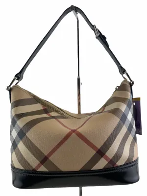 Burberry Classic Checkered Canvas and Leather Shoulder Bag