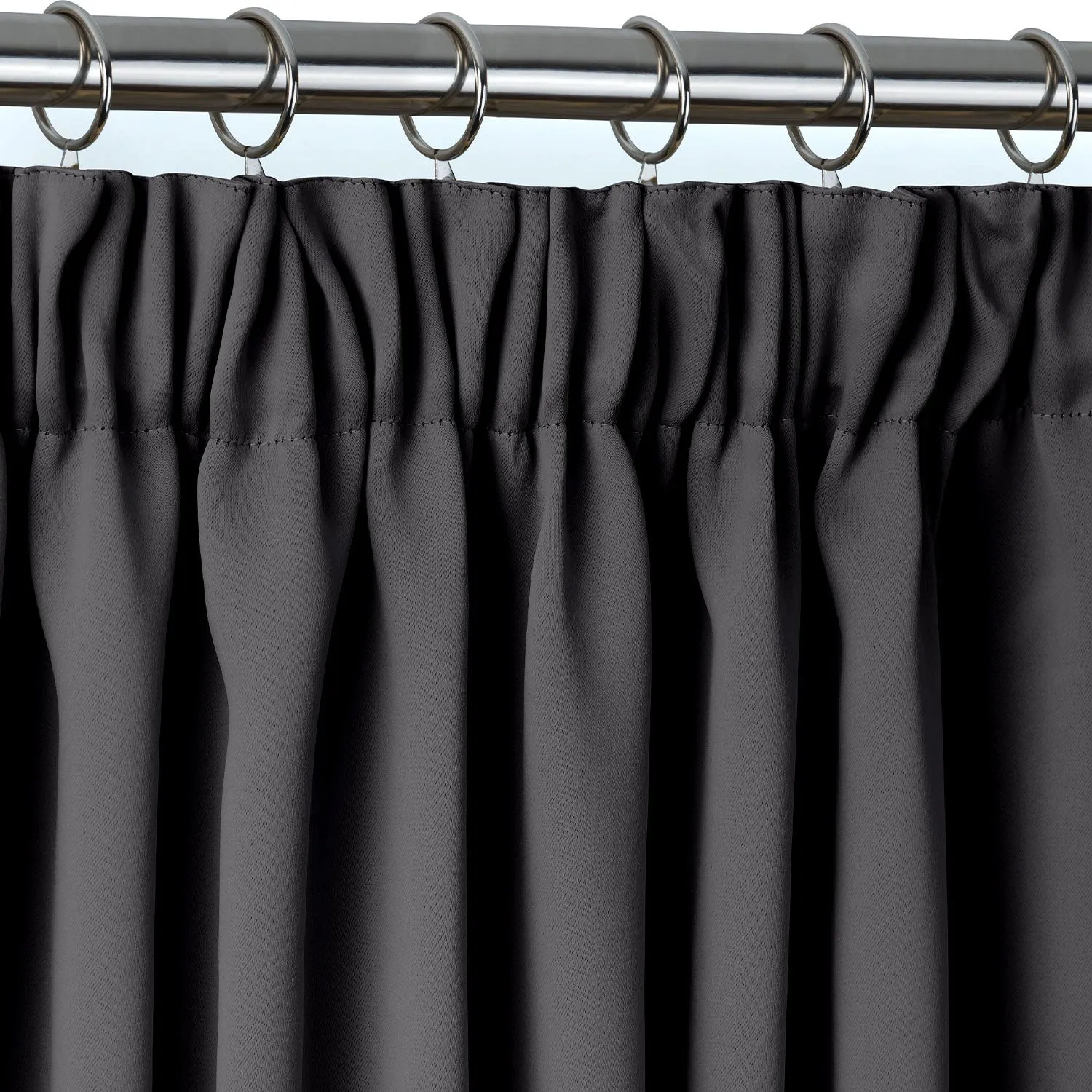 Cali Charcoal Grey Thermal Blackout Pencil Pleat Door Curtain