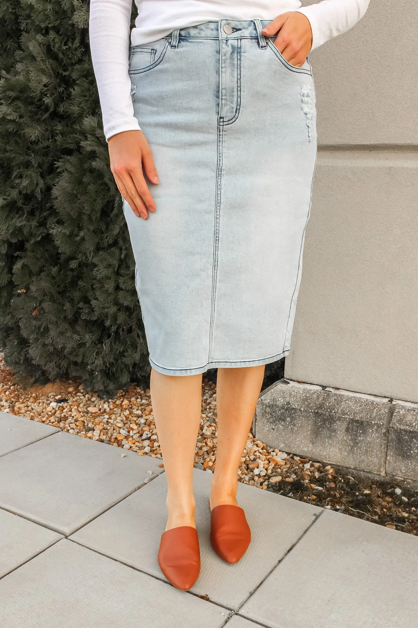 Cali Distressed Denim Skirt