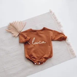 Caramel PERSONALISED sweatshirt romper. { 3 FONTS }