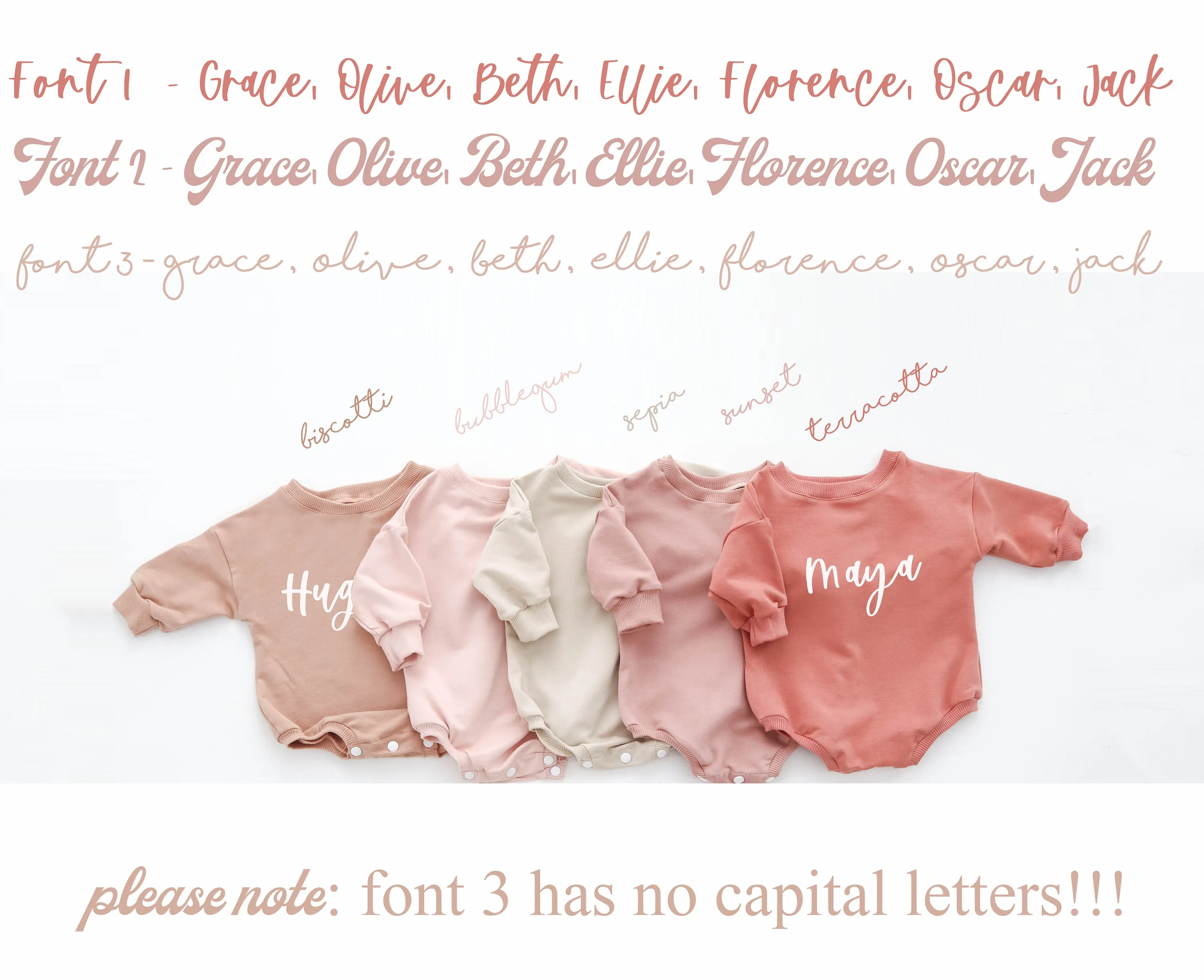 Caramel PERSONALISED sweatshirt romper. { 3 FONTS }