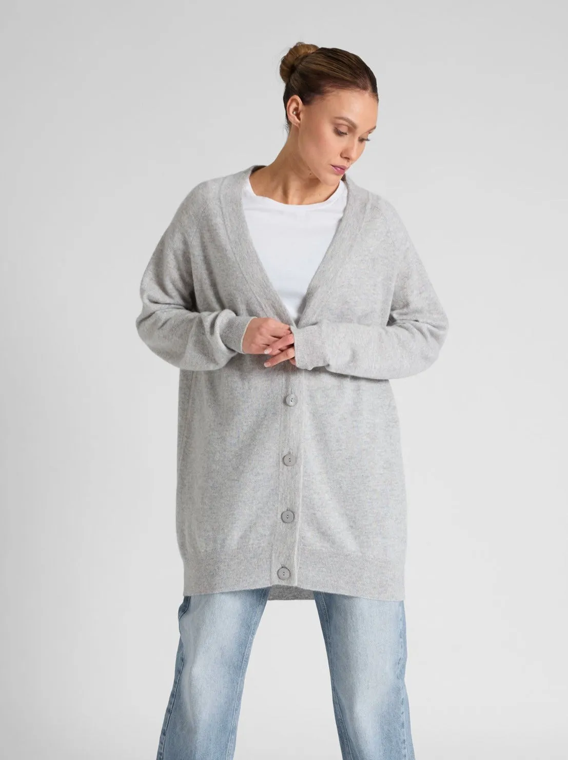 Cashmere cardigan "Lykke" - light grey