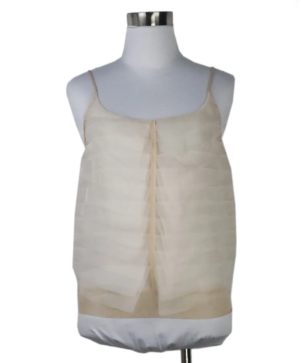 Chanel Beige Silk Tiered Camisole Top sz 4