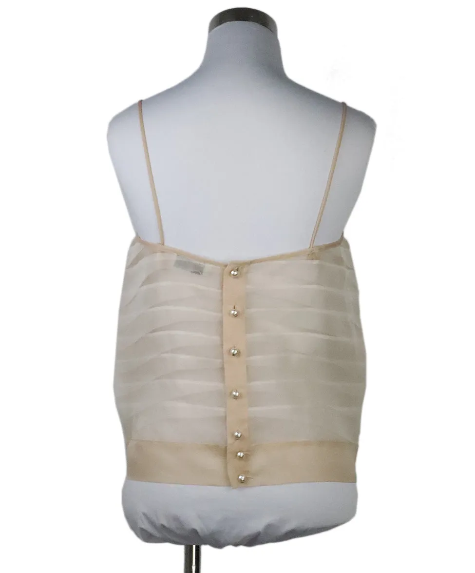 Chanel Beige Silk Tiered Camisole Top sz 4