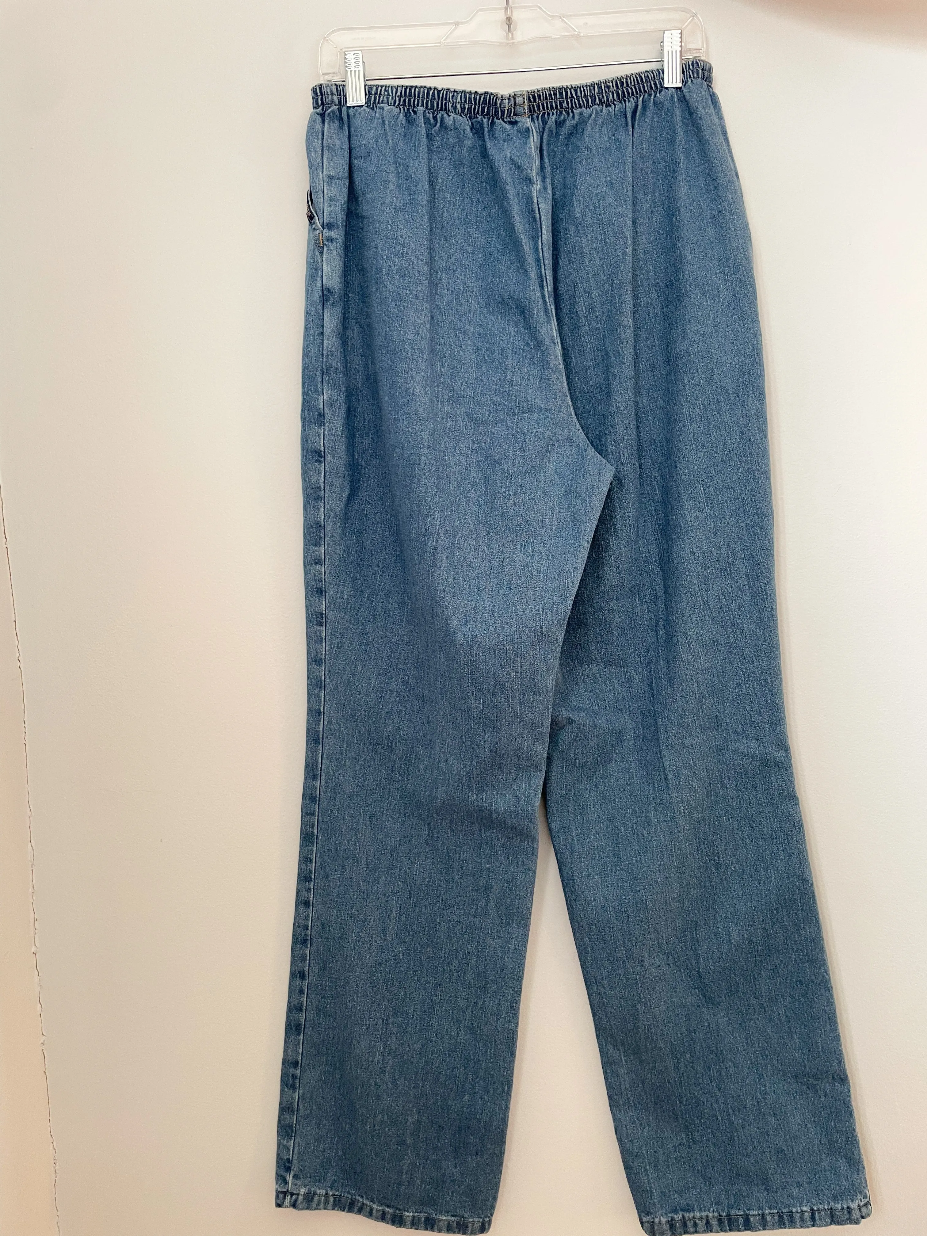 Chic Chambray Denim High Rise Wide Leg Pants - Size 14