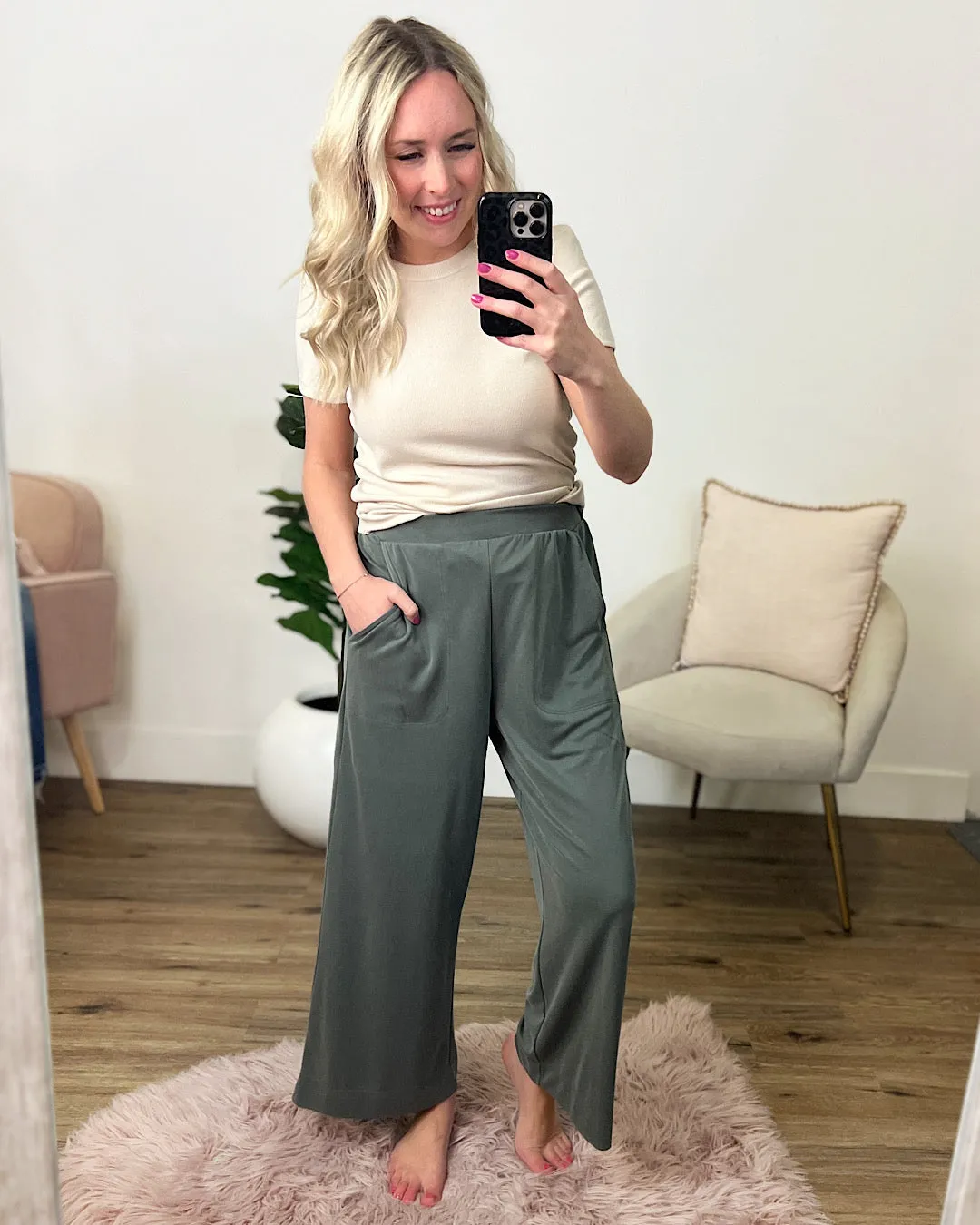 Daisy Modal Wide Leg Pants - Olive FINAL SALE