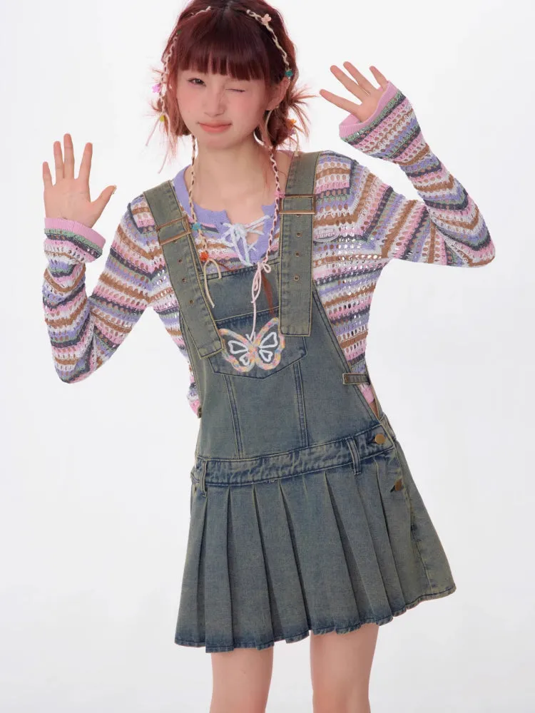 Denim suspender skirt【s0000007531】