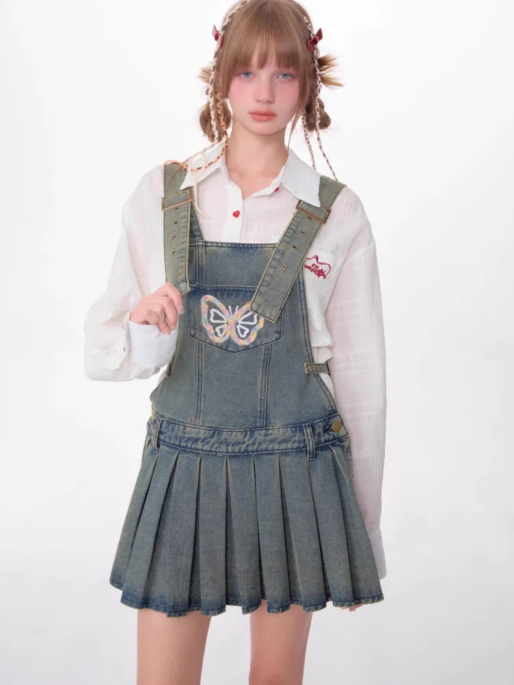 Denim suspender skirt【s0000007531】