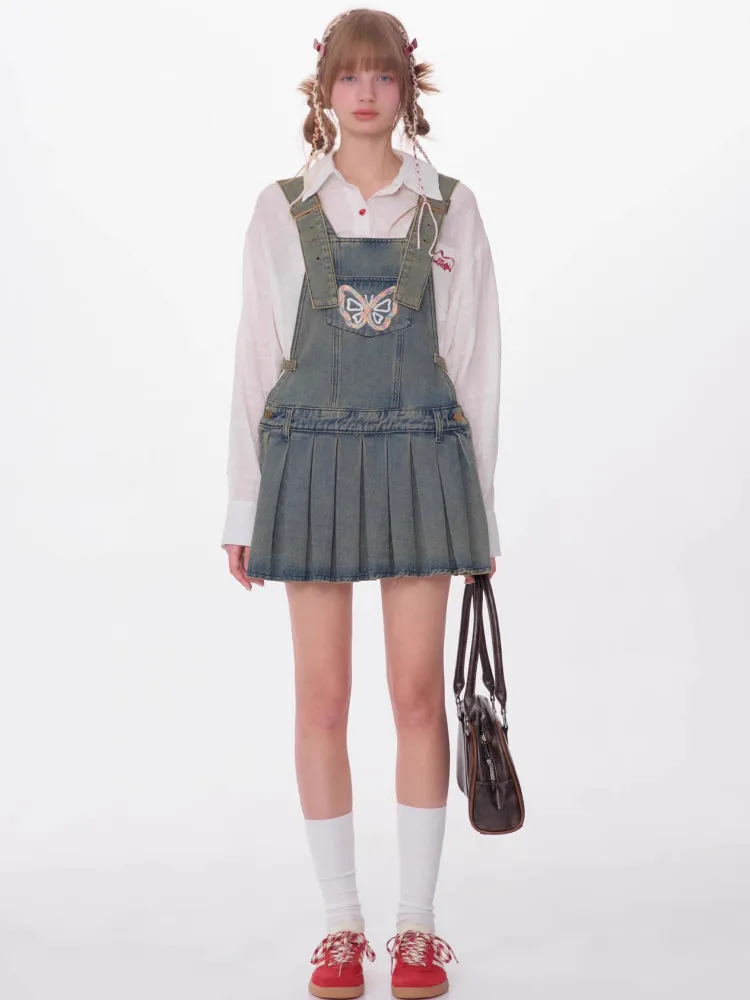 Denim suspender skirt【s0000007531】