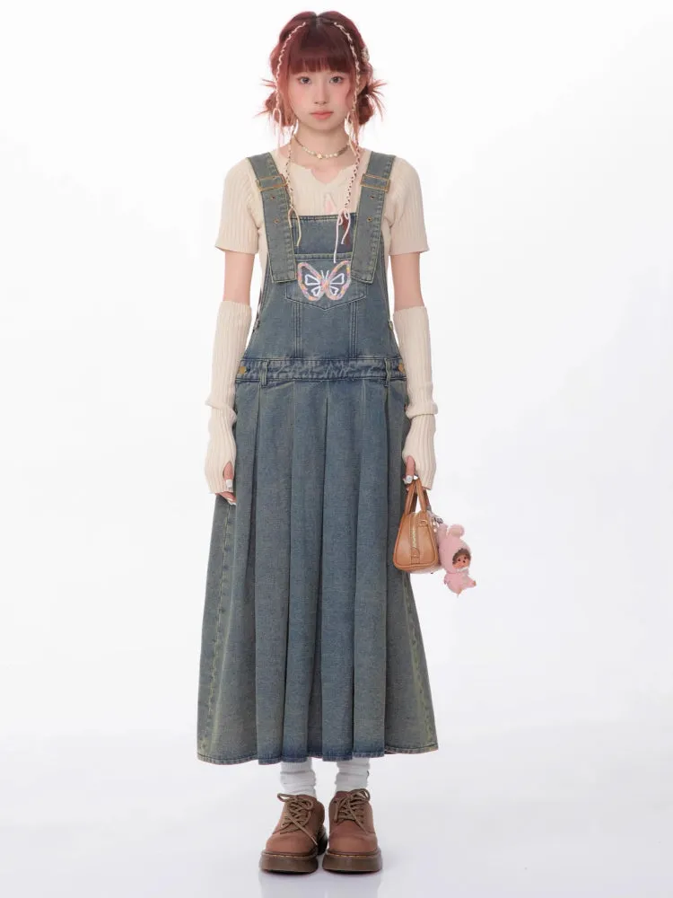 Denim suspender skirt【s0000007531】