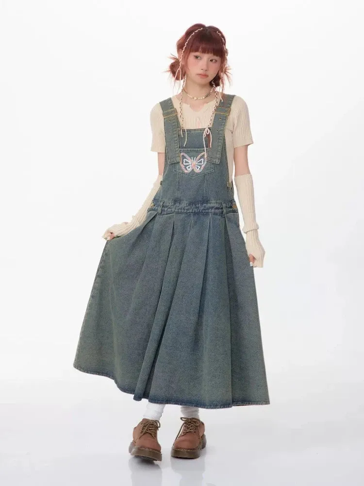 Denim suspender skirt【s0000007531】