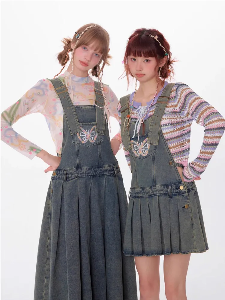 Denim suspender skirt【s0000007531】