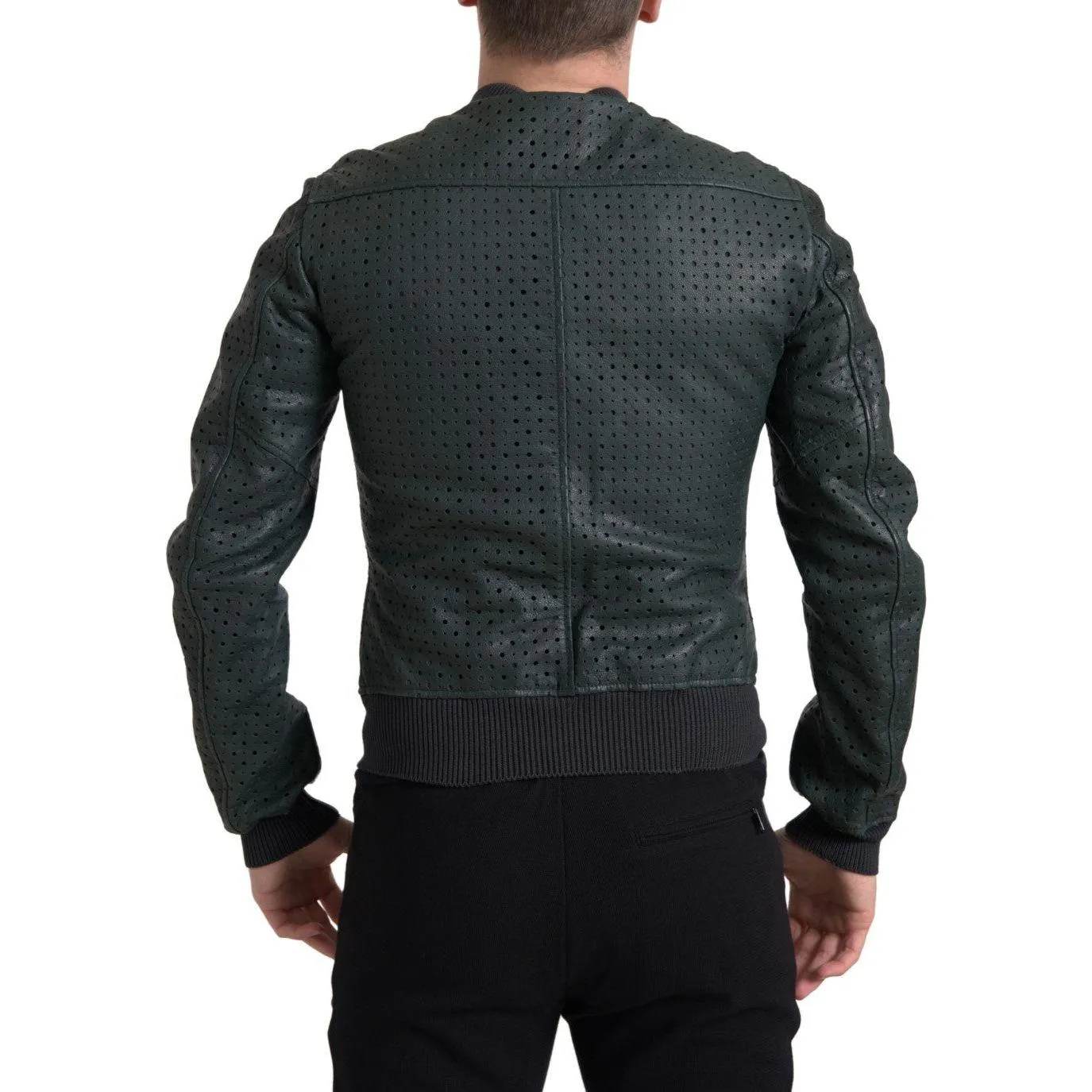 Dolce & Gabbana Emerald Green Goatskin Bomber Jacket