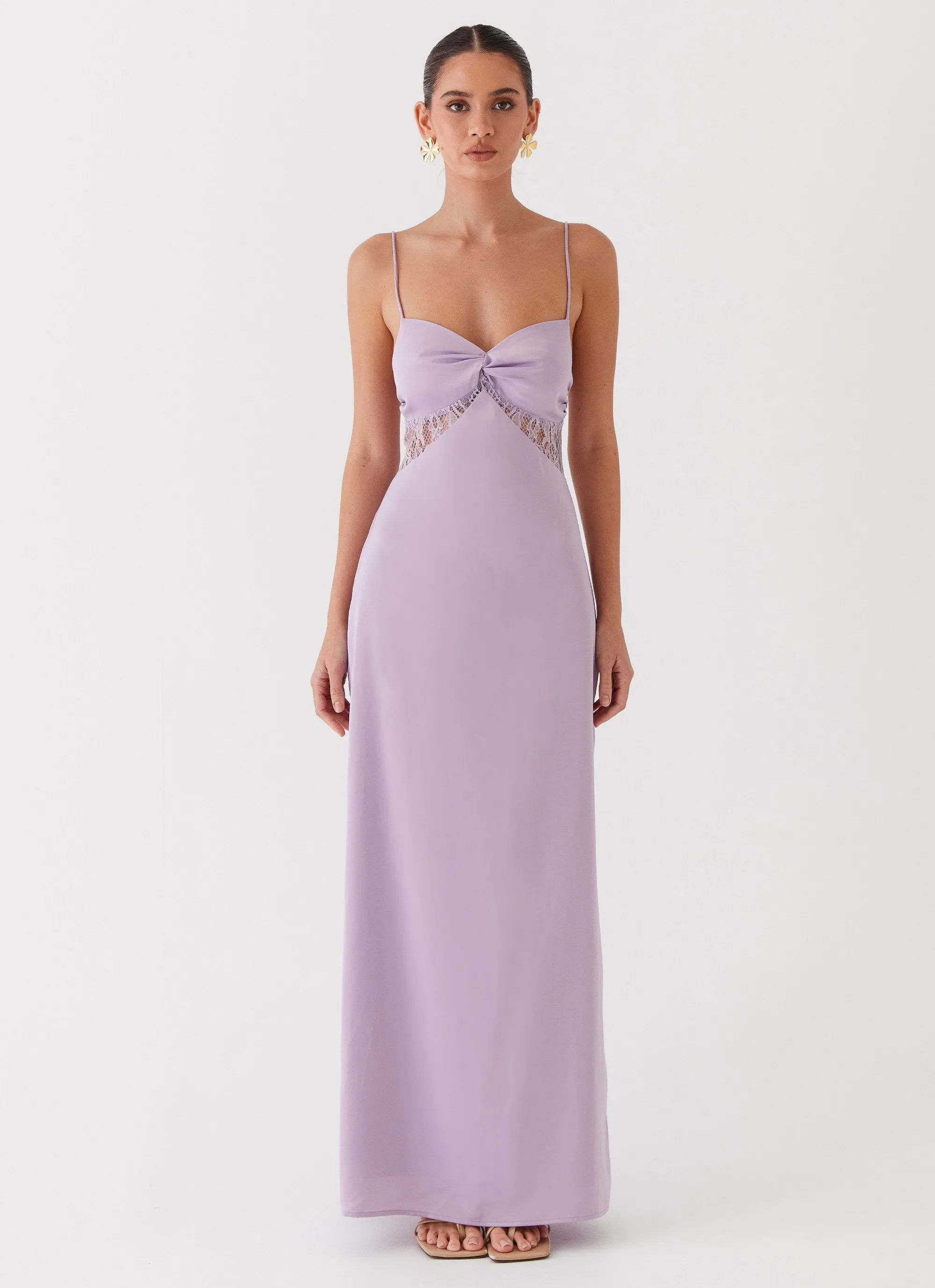 Dream Sight Lace Satin Maxi Dress - Lilac