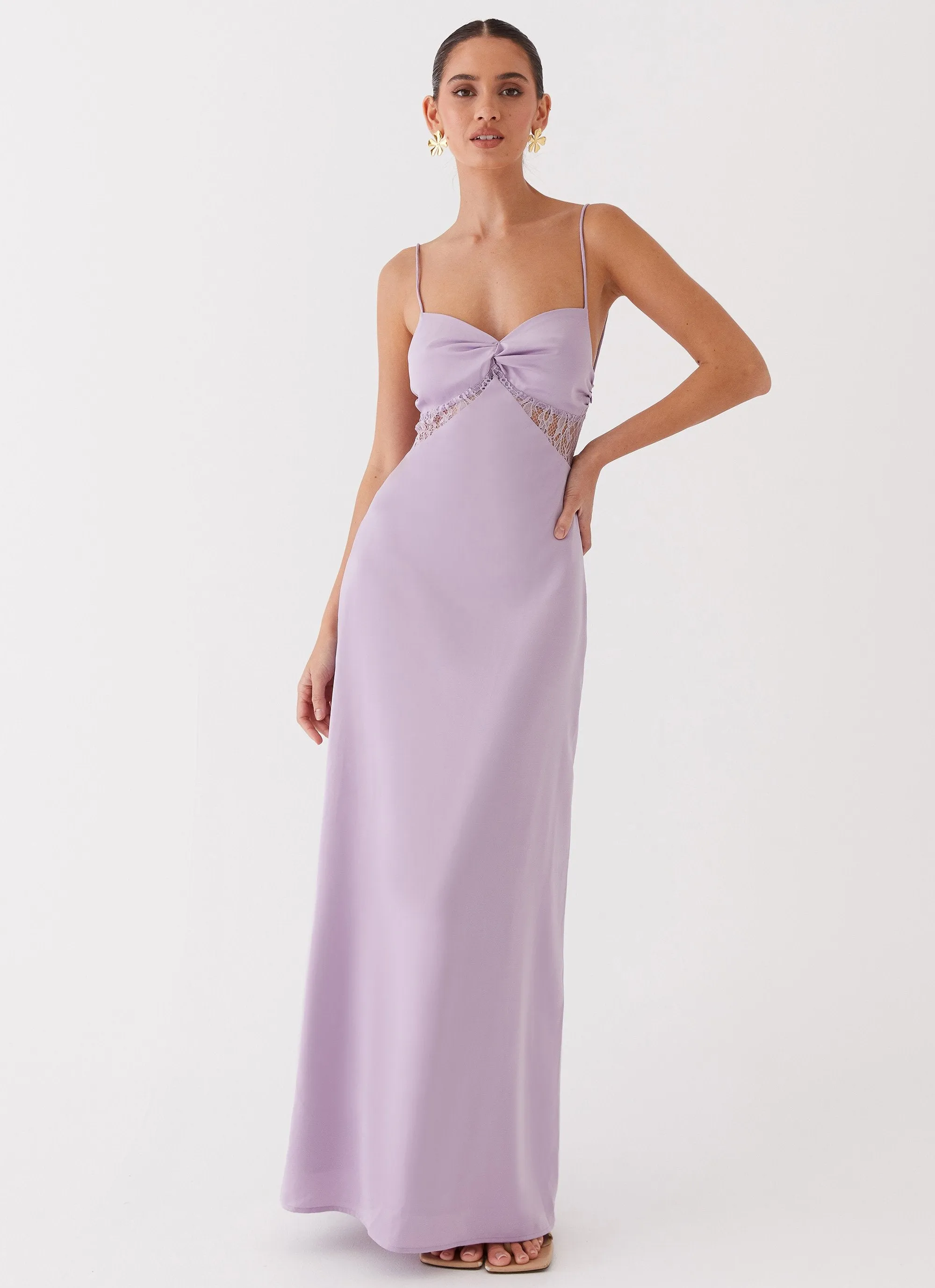 Dream Sight Lace Satin Maxi Dress - Lilac