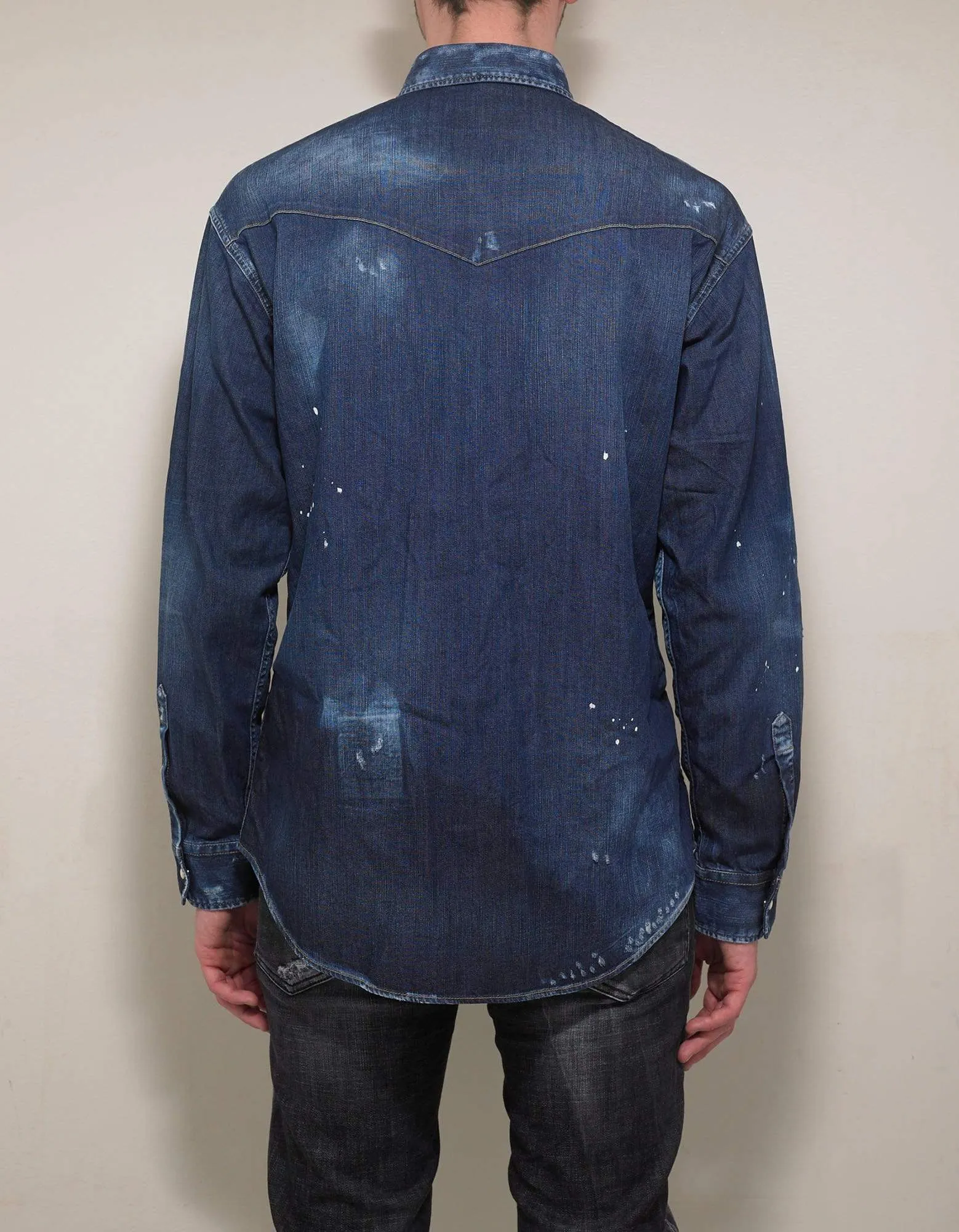 Dsquared2 Distressed Denim Shirt with Badges