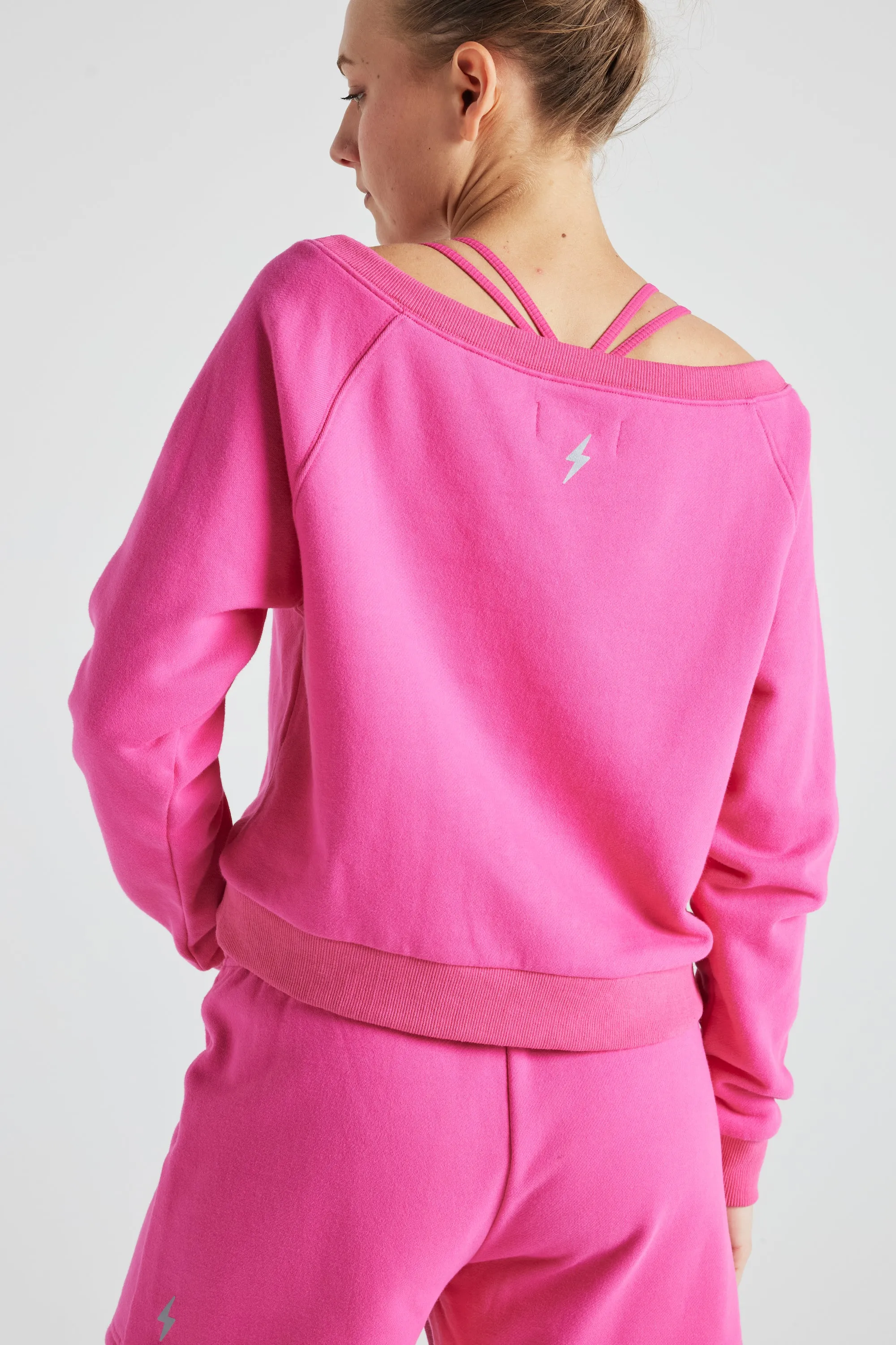 ELECTRIC FLEECE OFF SHOULDER SWEATSHIRT