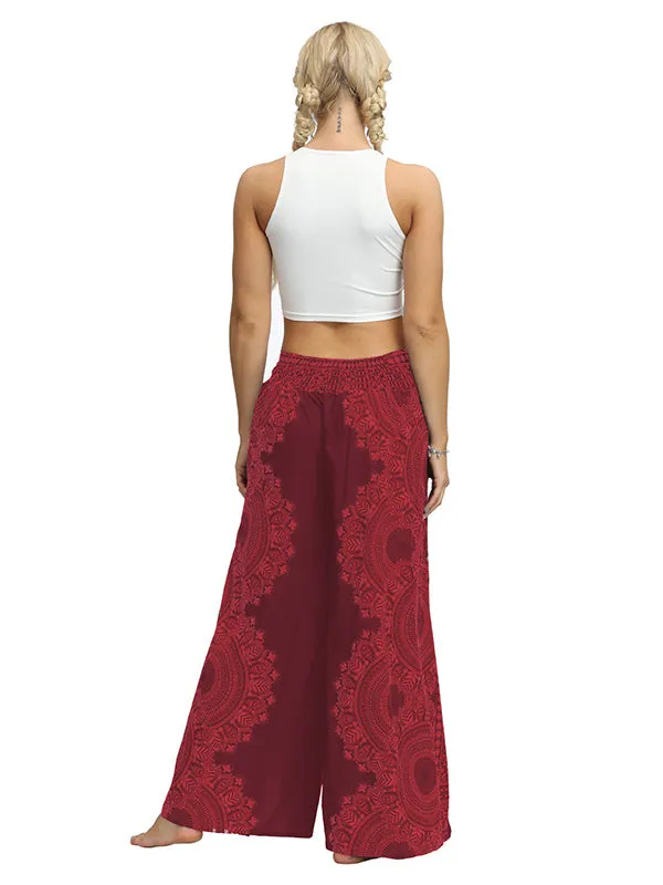 Ethnic Printed Split-Joint Loose Casual Wide-Leg Yoga Pants