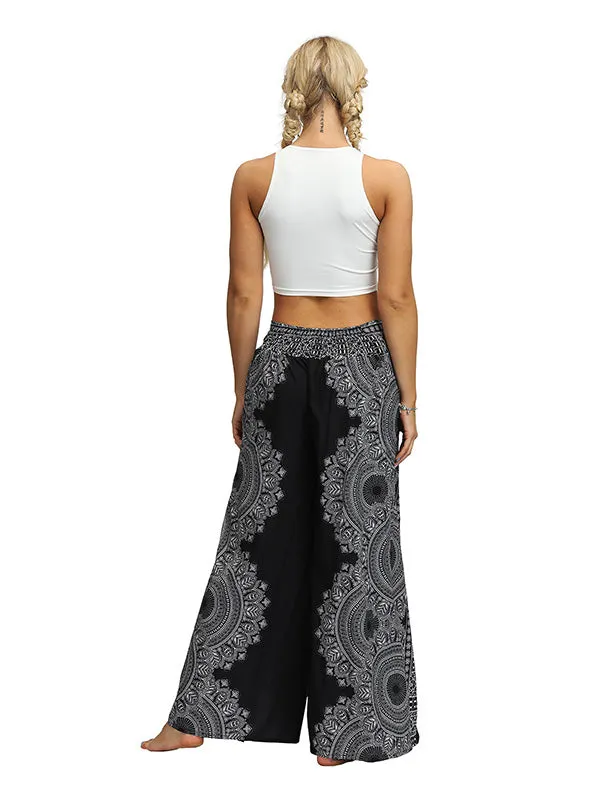 Ethnic Printed Split-Joint Loose Casual Wide-Leg Yoga Pants