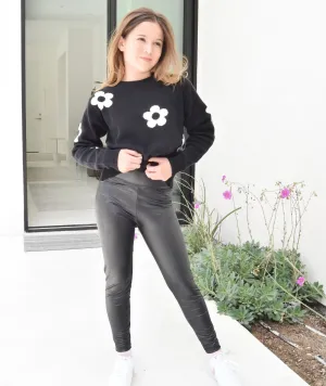 FBZ Girls Black Pleather Legging