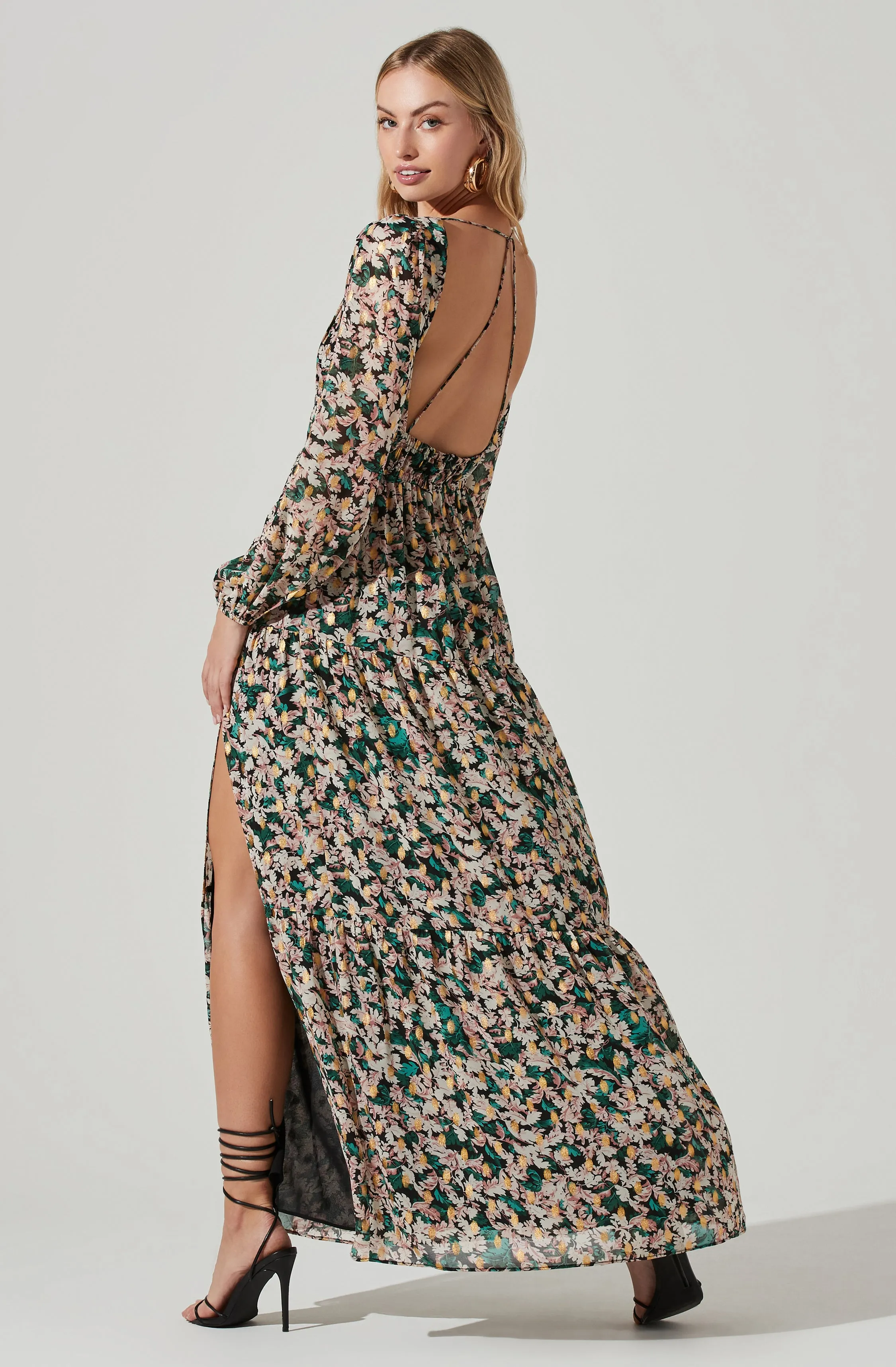 Francesca Floral Open Back Maxi Dress