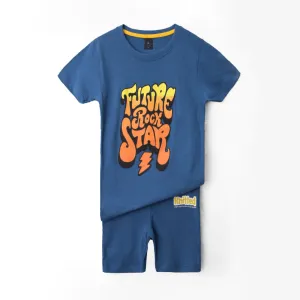 Future rock star printed Tee and shorts For Kids