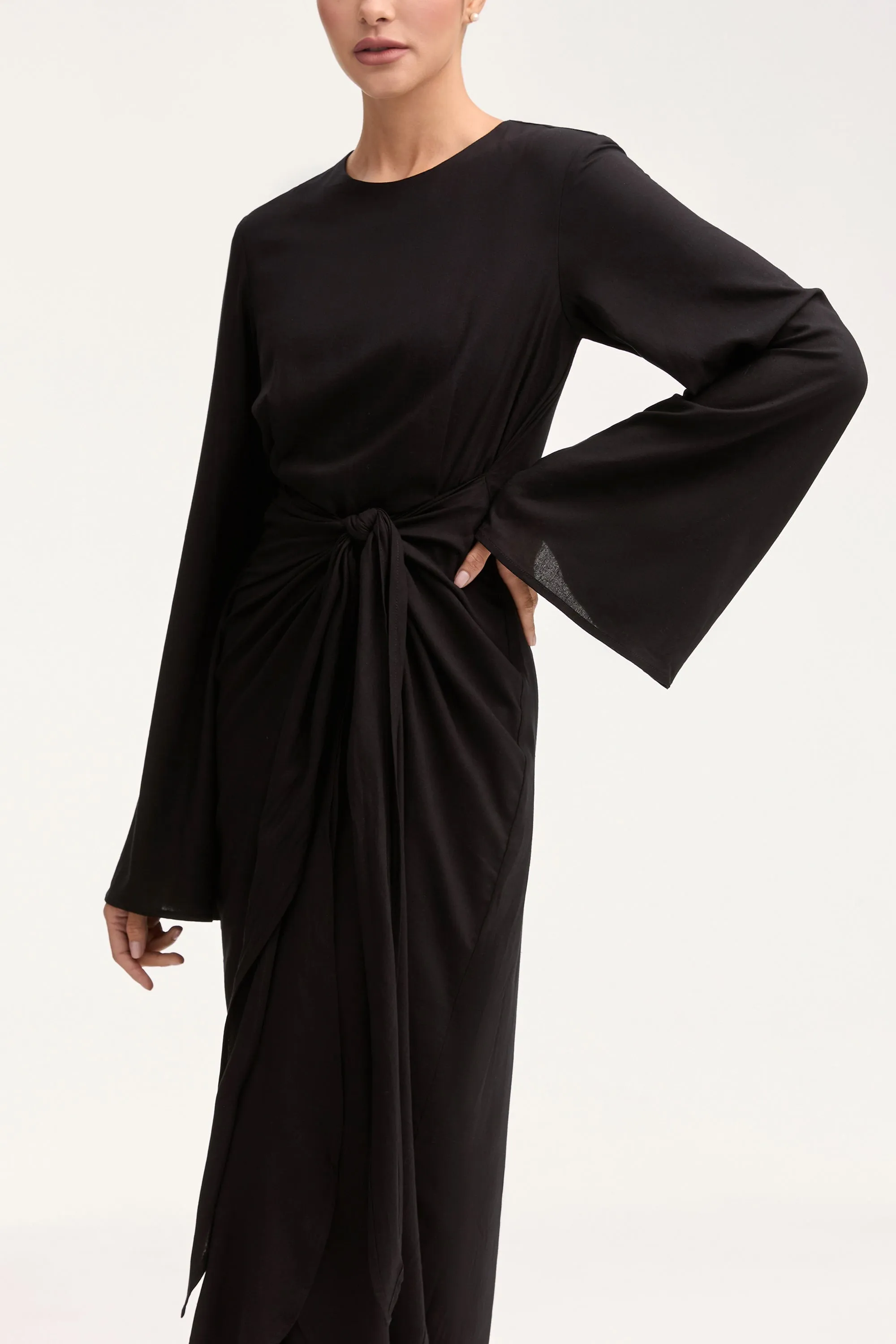 Hanadi Wrap Maxi Dress - Black