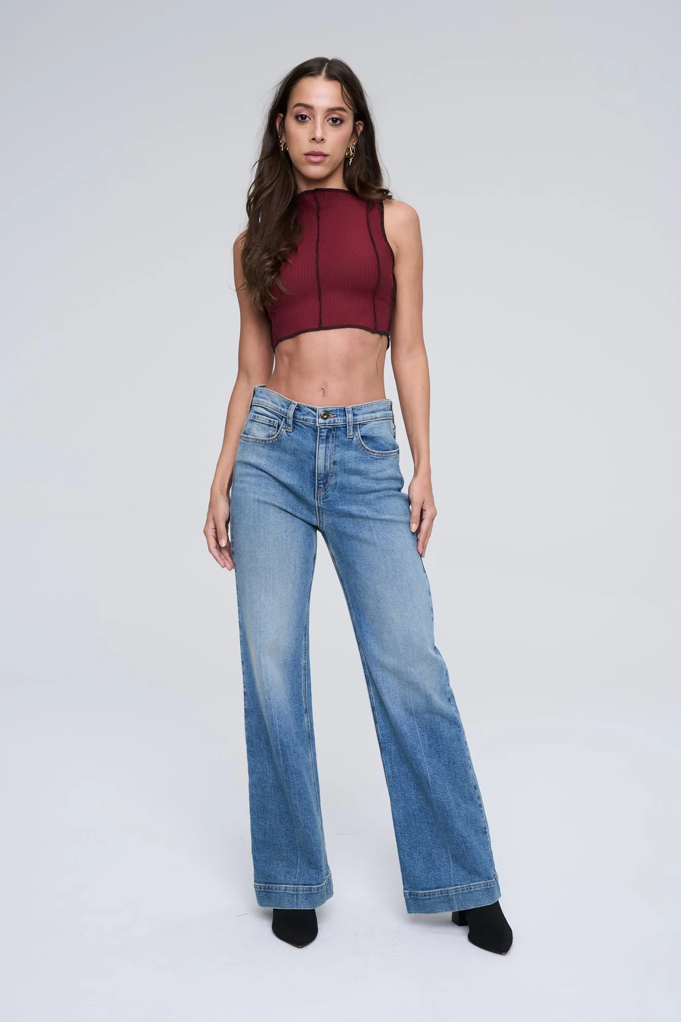 HIGH RISE SLIM WIDE LEG COMFORT STRETCH JEANS   / SP-P11877