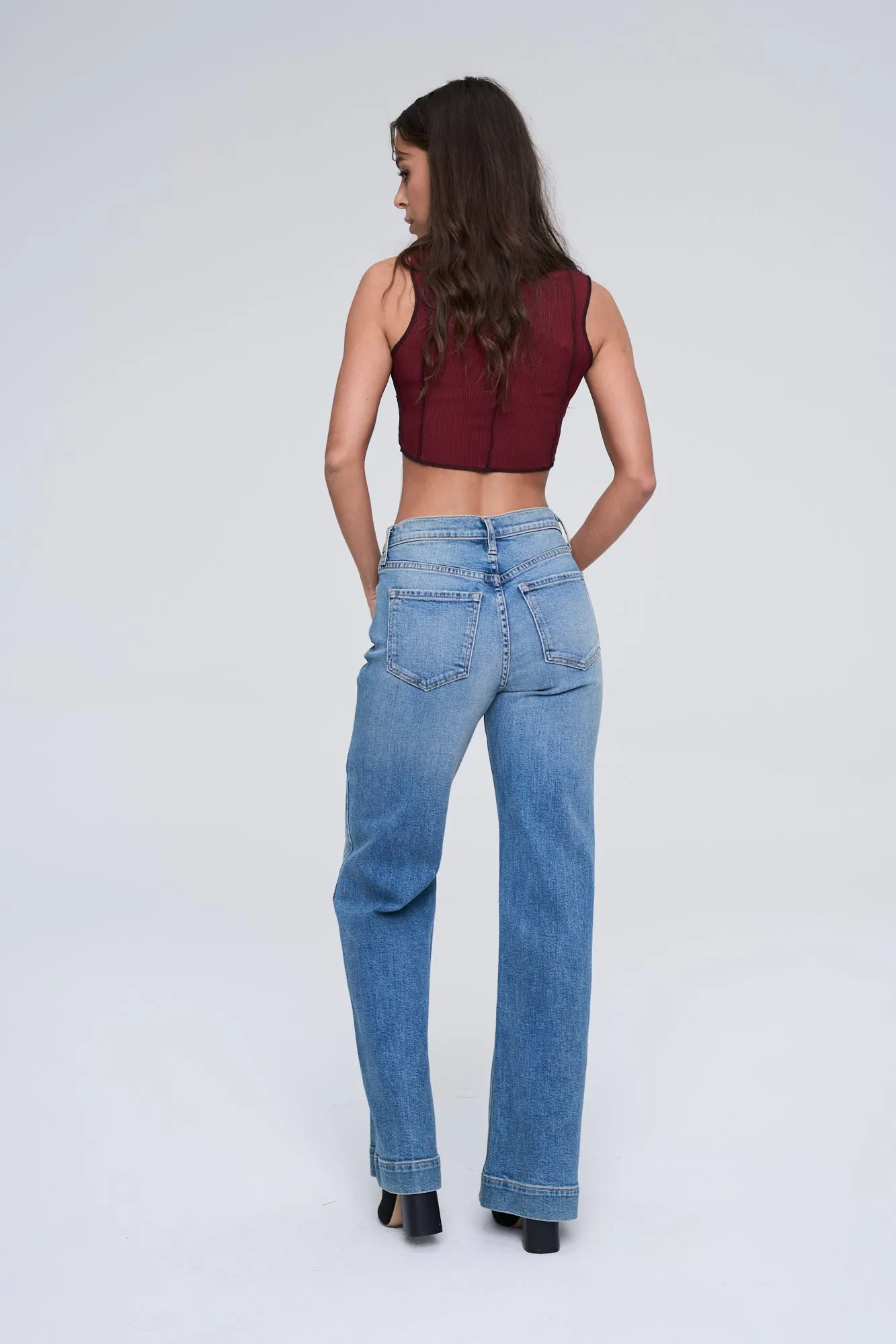 HIGH RISE SLIM WIDE LEG COMFORT STRETCH JEANS   / SP-P11877