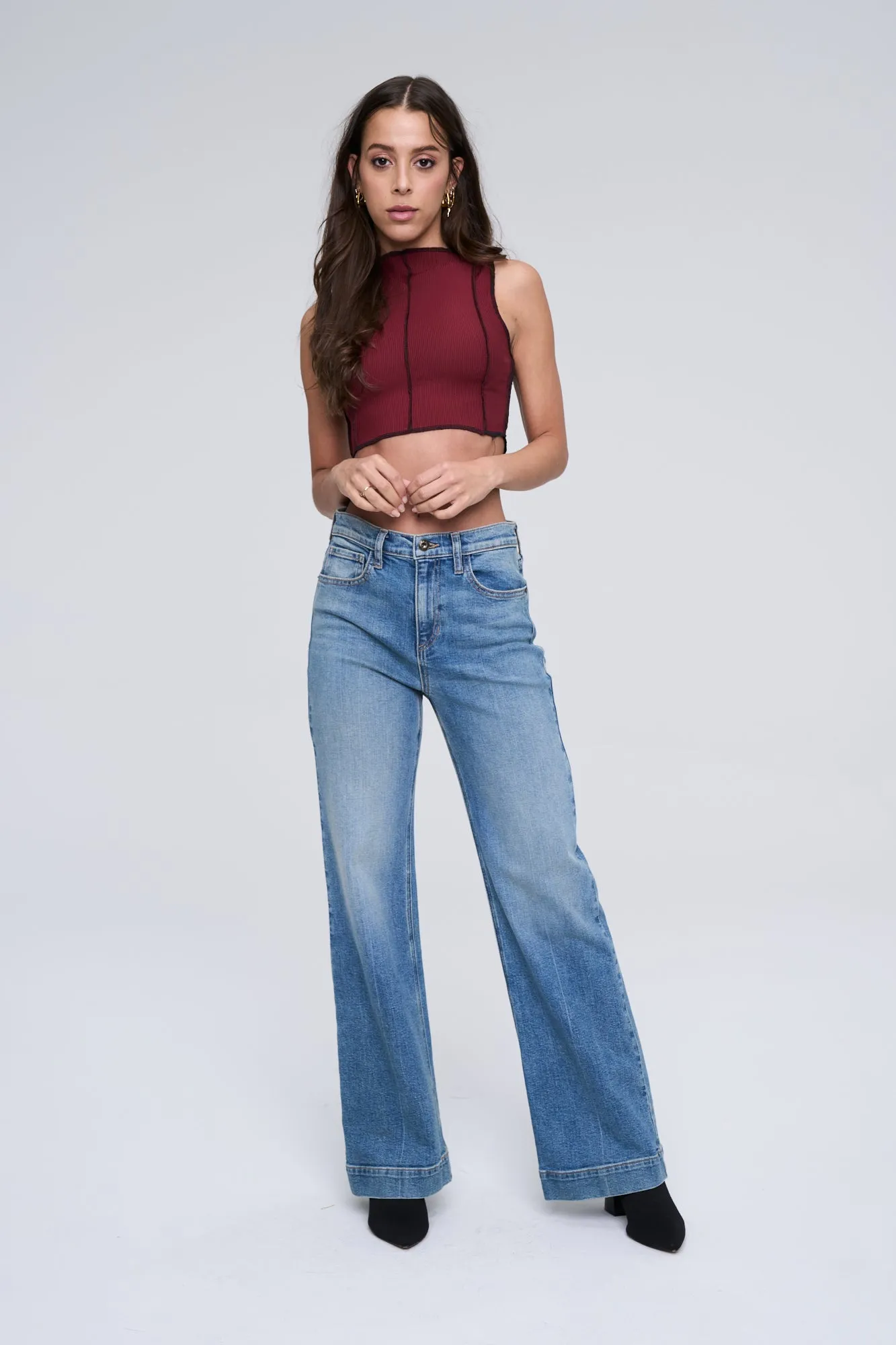 HIGH RISE SLIM WIDE LEG COMFORT STRETCH JEANS   / SP-P11877